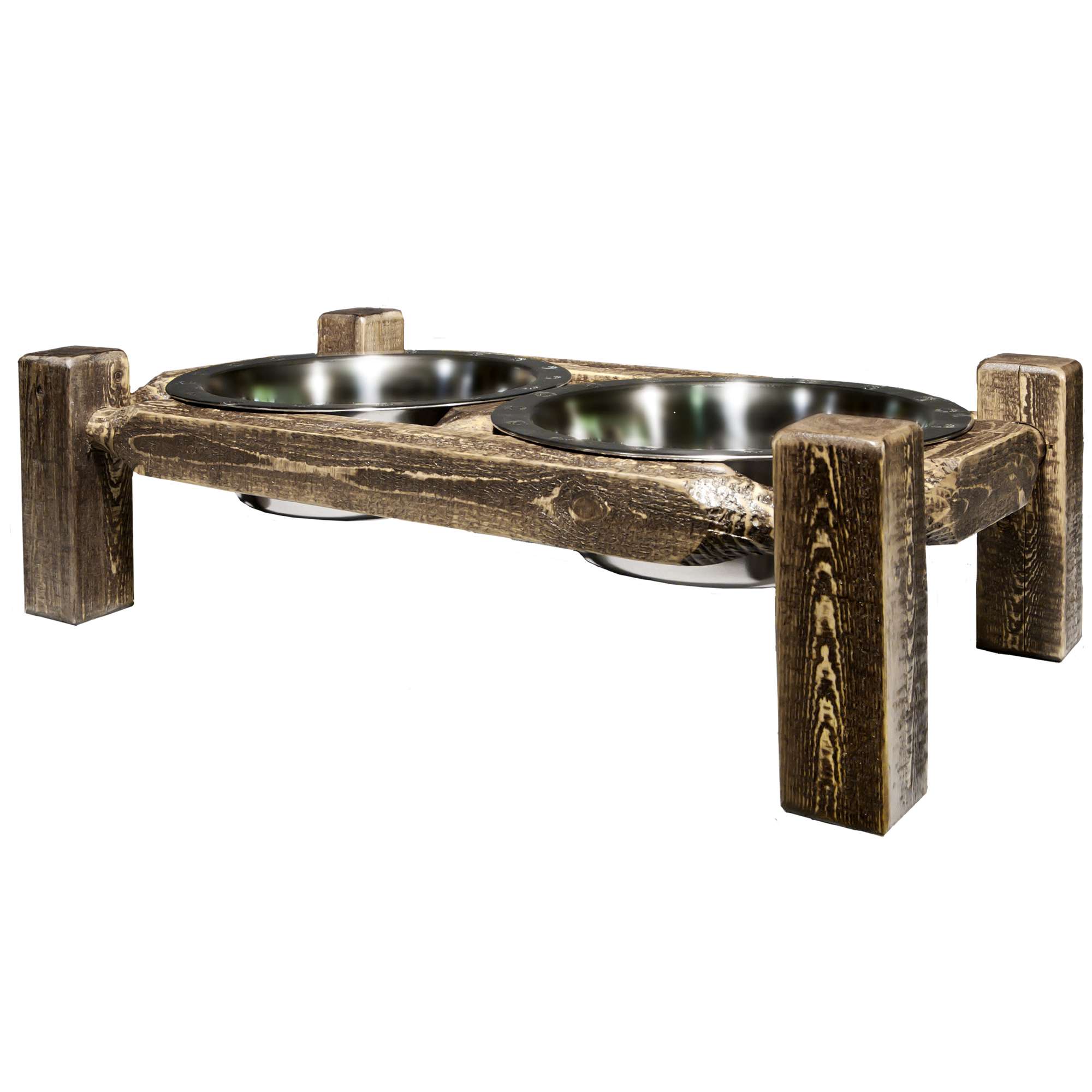Homestead Collection Large Pet Feeder, Stain & Clear Lacquer Finish