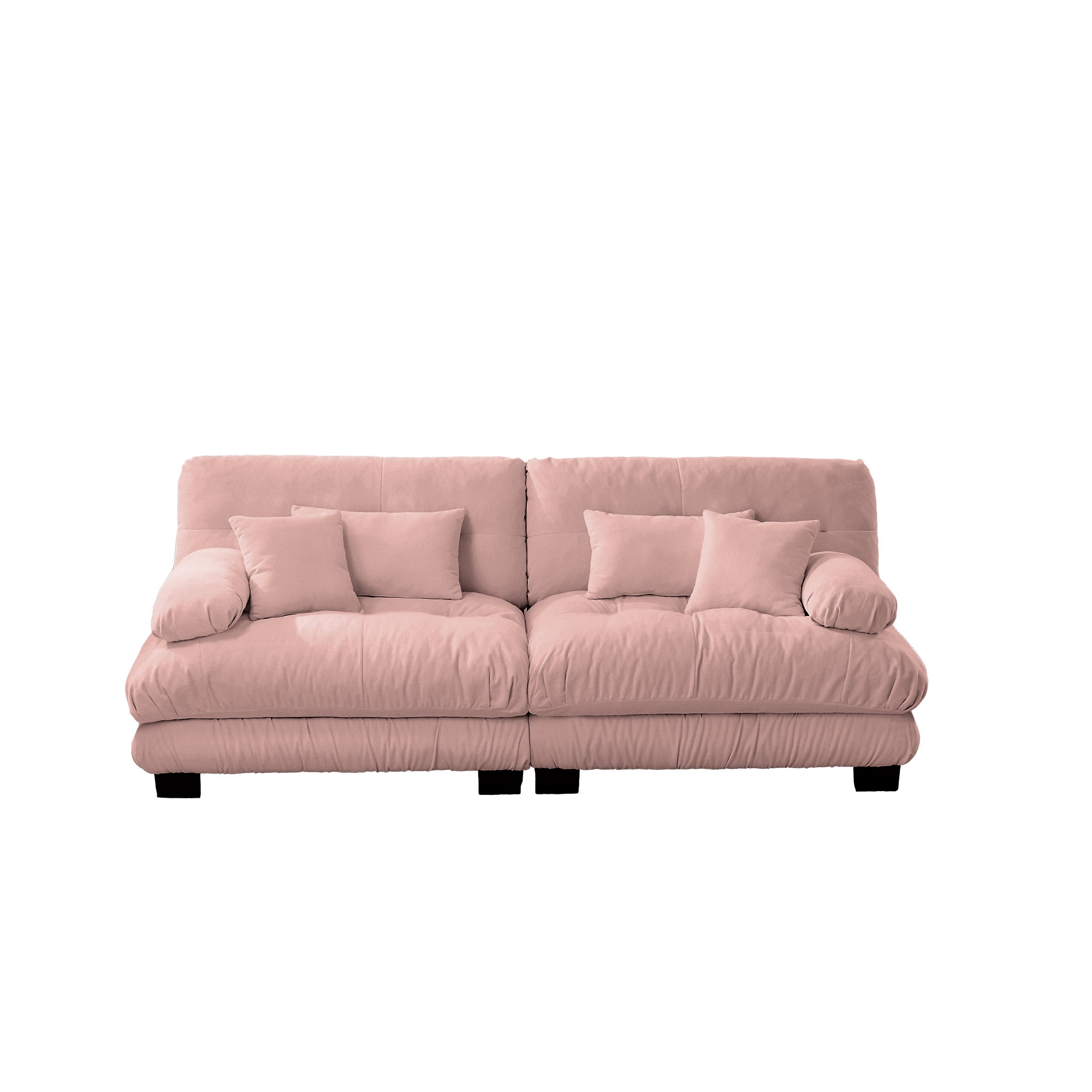 Cloud Couch 2 Seater Sofa for Living Room, Chenille 2, Seat Sofa With 2 Lumbar Pillows and 2 Throw Pillows, Chenille Pink