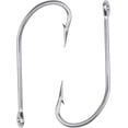 thumbnail image 1 of Fishing Hooks Saltwater Stainless Steel Hooks,50Pcs Forged Hook Extra Strong Fishing Hook for Saltwater Freshwater Fishing Size 1/0-10/0, 1 of 7