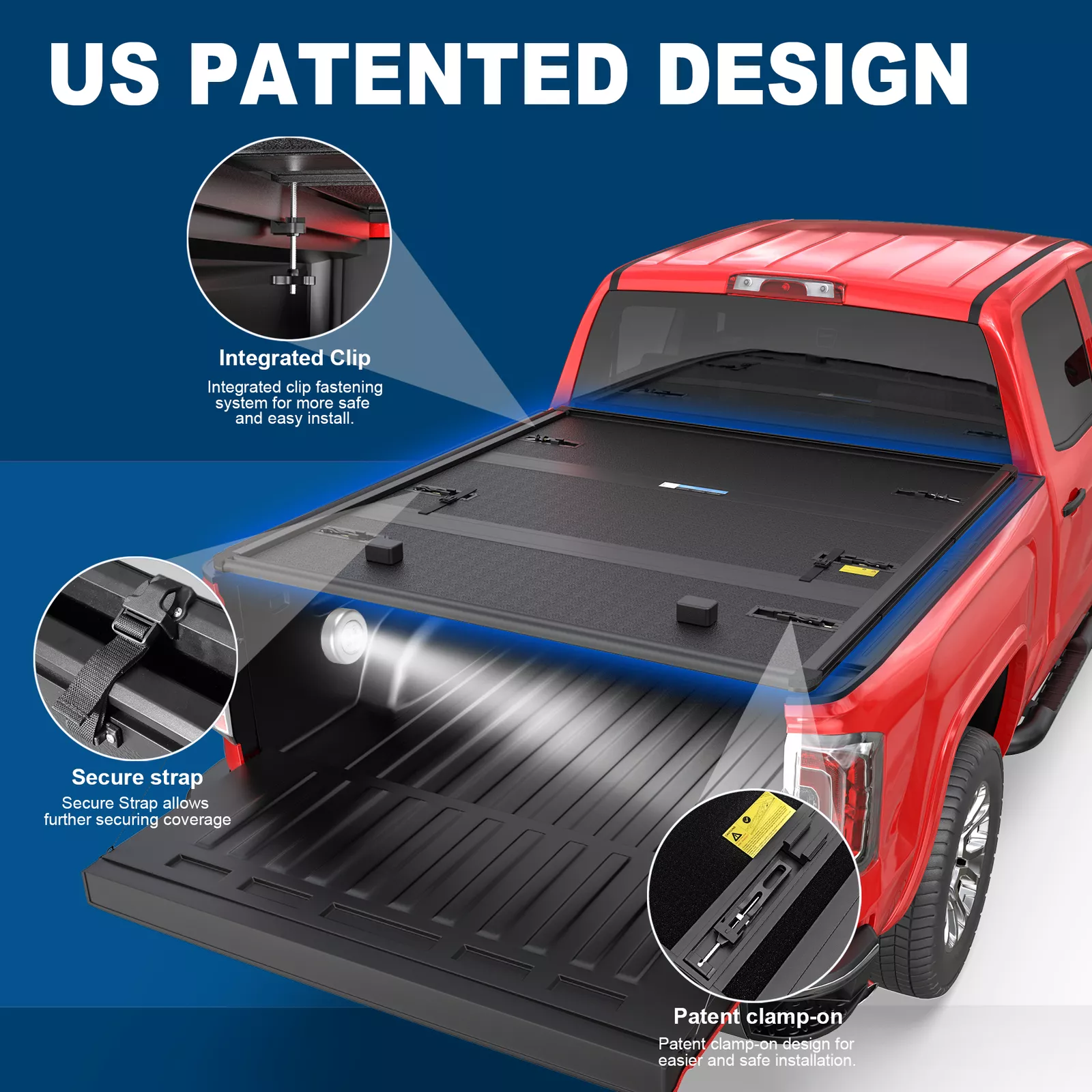 MOSTPLUS 3-Fold 6FT FRP Hard Tonneau Cover for 2004-2012 Chevy Colorado GMC Canyon Bed Truck