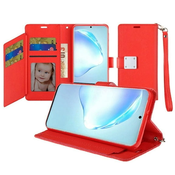 GSA Leather Flip Wallet Case for Samsung Galaxy S20 Plus - Red