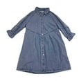 thumbnail image 5 of Hotian Women Denim Shirt Dress 3/4 Sleeve Loose Button Short Jean Dress Blue XS, 5 of 6