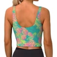 thumbnail image 3 of Haiem Colorful Palm Leaves Pattern Womens Sports Bra - U Neck Padded Low Impact Yoga Bra Workout Crop Top Gym Moisture-Wicking Workout Vest -XX-Large, 3 of 9