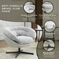 thumbnail image 5 of Modern Chenille Office Chair, 360° Swivel Club Chair/Accent Chair with Removable Cushion, Round Office Chair, Black Metal Base, Cotton Material, Living Room, Bedroom, Reading Corner, Office (Gray), 5 of 5