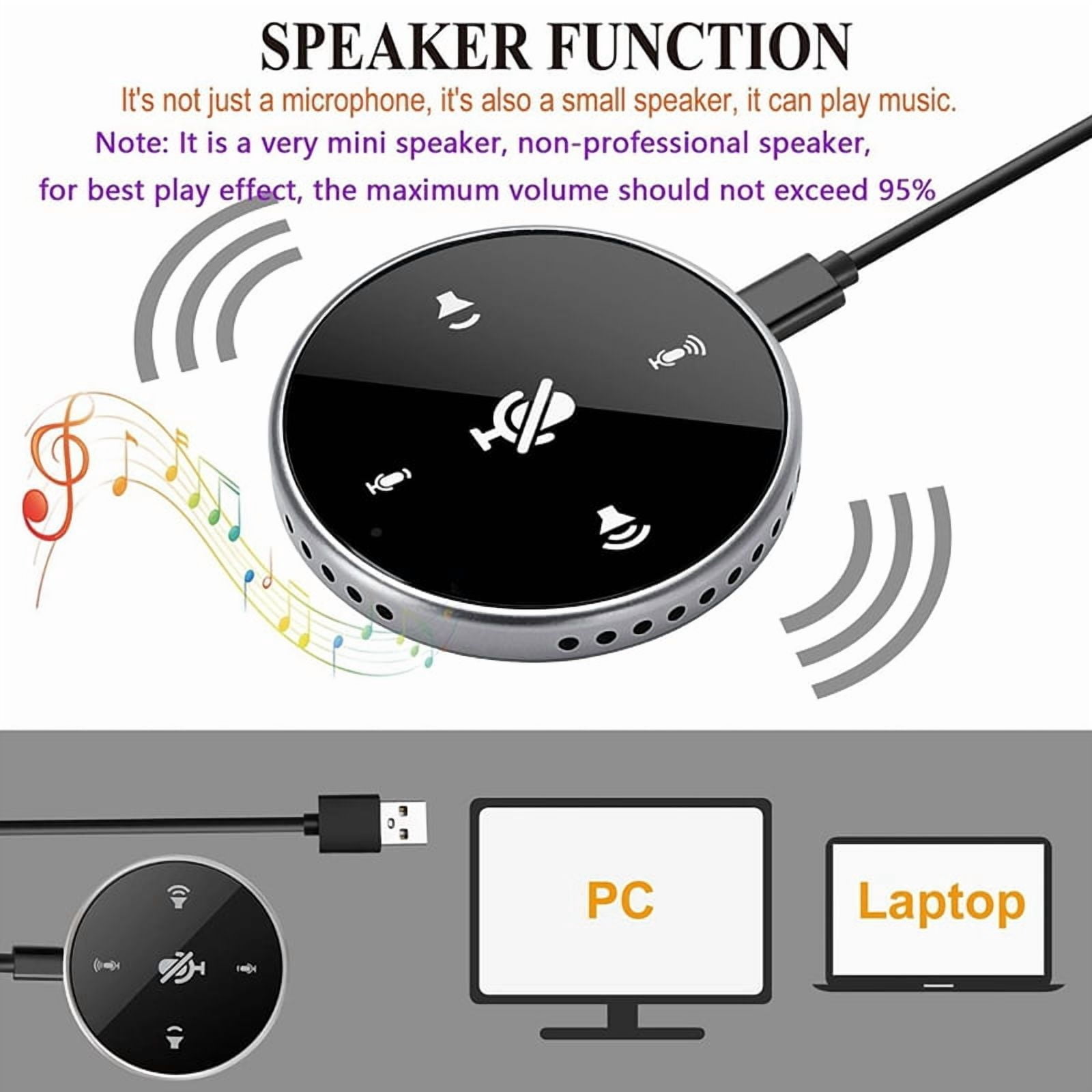 USB Conference Microphone with Speaker,Laptop Omnidirectional Computer Mic ,for Zoom Meetings,VoIP Call