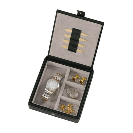 Royce Leather 927-BLACK-8-COM Watch Cufflink Box - Black