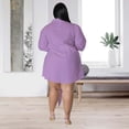 thumbnail image 6 of AURA Women Plus Size Lace Shirt Dress Sexy Solid Color Mini Dress 3 4 Sleeve Irregular Hem, 6 of 7