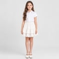 thumbnail image 2 of Domzest Girls Mini Skirt Double-Layer Ruffle Flowy Skorts Summer A-line Cake Skirts with Built-in Shorts White 130:7-8Y, 2 of 8
