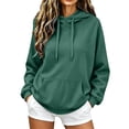 thumbnail image 2 of Sheghy Cute Hoodies for Women Cotton Women's Oversized Hoodie Long Sleeve Pullover Sweatshirt with Pocket Side Slit Casual Loose Daily Tops Green M, 2 of 8