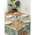 thumbnail image 3 of Teal Green Boho Floral Suqare Tablecloth - 54 x 54 Inch, Vintage Abstract Art Ethnic Flowers Waterproof & StainResistant Tablecloth, Washable Oil-proof Table Cover for Dining/Party/Wedding/Buffet, 3 of 9