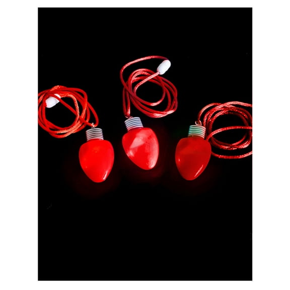 Red Flashing Light-up Blinking Christmas Bulb Pendant LED Costume Necklace