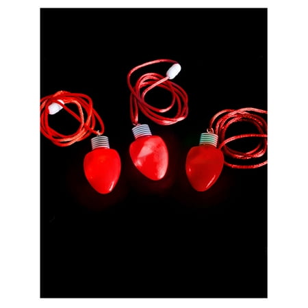 Red Flashing Light-up Blinking Christmas Bulb Pendant LED Costume Necklace