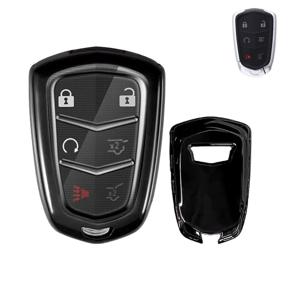 Xotic Tech Black Soft TPU Remote Control Smart Key Fob Cover Compatible with Cadillac ATS 2013-2019, CT6 2016-2020, XT5 2017-2021, XT4 2018-2021, Escalade 2019-2021,CTS 2014-2021, SRX XTS 2015-2021