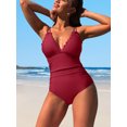 thumbnail image 2 of Asoul Scalloped One Piece Swimsuit Women Ruched Tummy Control Bathing Suit Cut Out Monokini Swimwear, 2 of 6