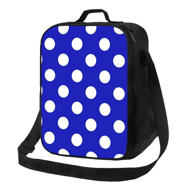 Disketp Blue And White Polka Dot Bolsa Térmica Estampada para Almuerzo, Lonchera para Hombres y Mujeres Adultos
