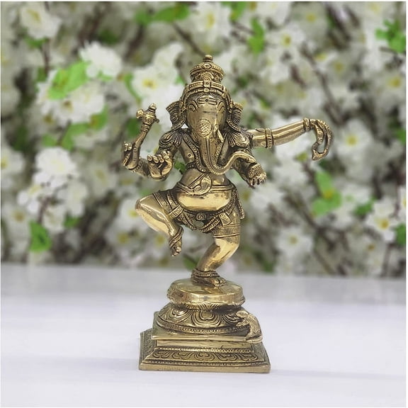 Dancing Ganesha Statue in Brass Lord Ganesha Idol Handcrafted Ganesha Sculpture Good Luck God Statue Ganesha Figurine Elephant God Statue Ganesha Murti Dancing Ganesha Figure - AtoZ India Cart