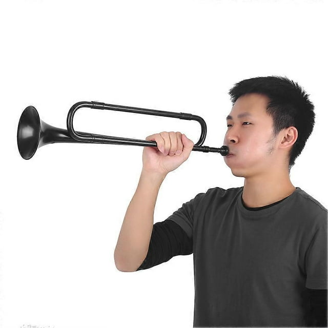 B-flat cavalry trumpet with mouthpiece for children, schoolchildren and students, black