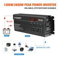 thumbnail image 2 of 1300W/2600W Peak Power Inverter DC 12V to AC 110V, 4 AC Outlets & 4 USB Ports (3.1A), Modified Sine Wave Car Inverter with LED Display for RV, Truck, Camping, Home, Emergency Power Black, 2 of 11