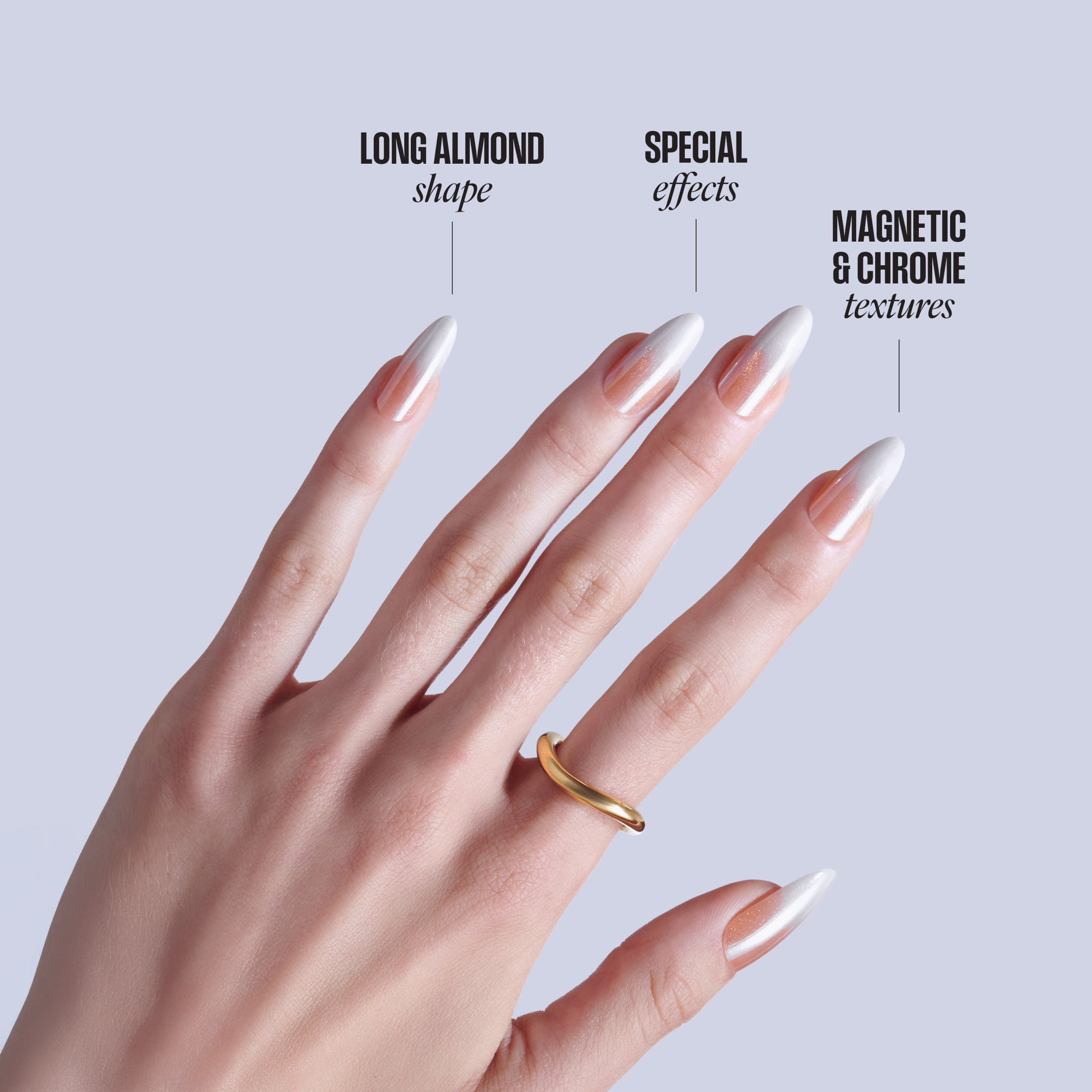Kiss Glam Embellished Long Almond Press-On Nails, Beige, 32 Pieces photo 3