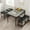 Gray, variant on M optimized Dining Table Set for 4, Kitchen Table Set with Upholstered Bench and Square Stools, Metal and Wood Dining Room Table Set w/ Storage Shelves for Small Space Apartment