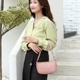 thumbnail image 5 of Bolso de mano tipo sobre clásico de piel sintética con efecto cocodrilo estilo retro para mujer, color rosa, 5 of 5