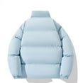 thumbnail image 5 of Dwelliawo Men's Padded Jackets Padded Fleece Lined Casual Jacket Thick Cotton Fashion Oversized Jackets Warm Stand Collar Long Sleeve Solid Coat with Pockets Clearance Light Blue 2XL, 5 of 5