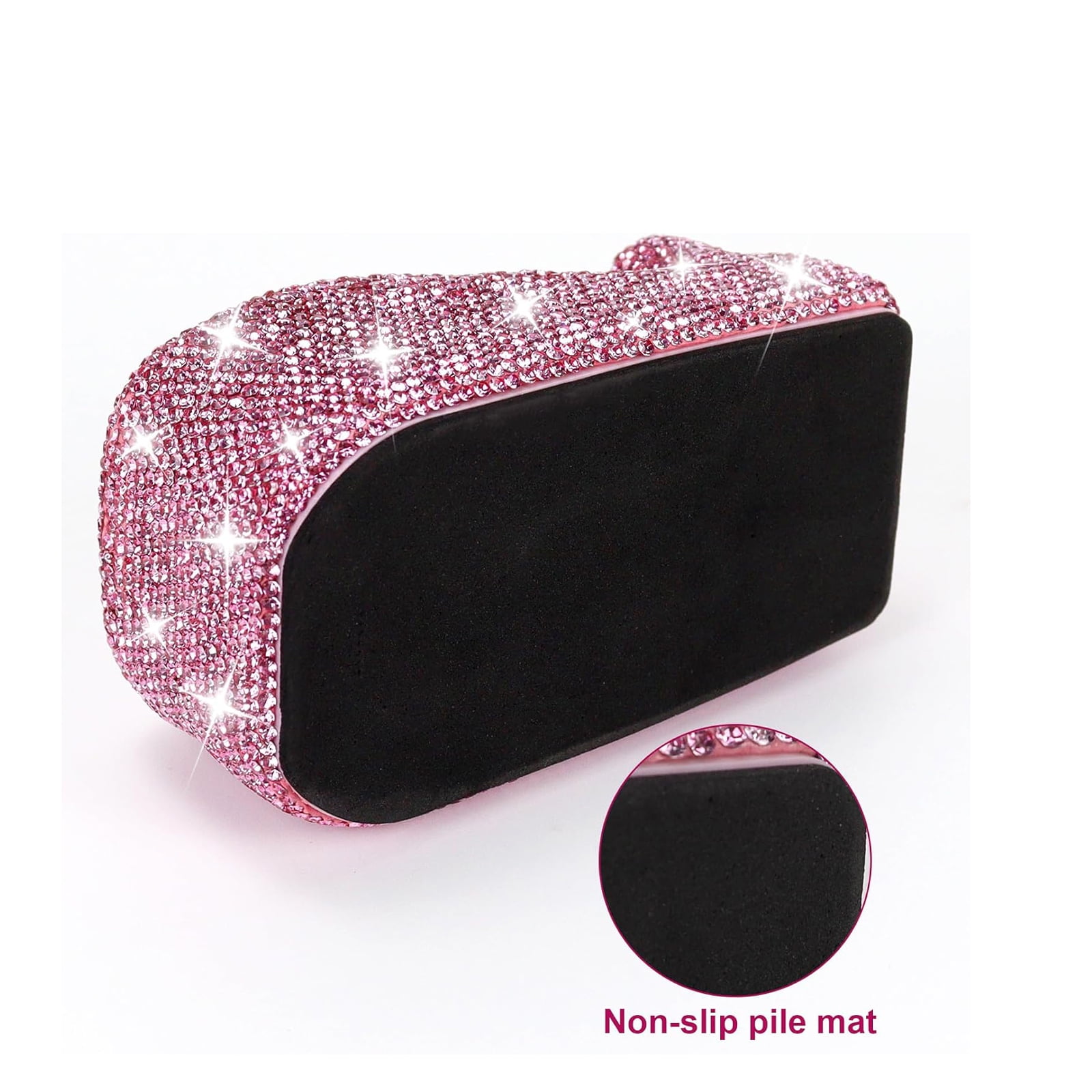Multibey Bling Crystal Tape Dispenser, Sparkly Desktop Adhesive Tape Dispenser Cutter with Tape for Desk, Pink Glitter Tape Holder Cutter Rhinestone for Women Office Gift