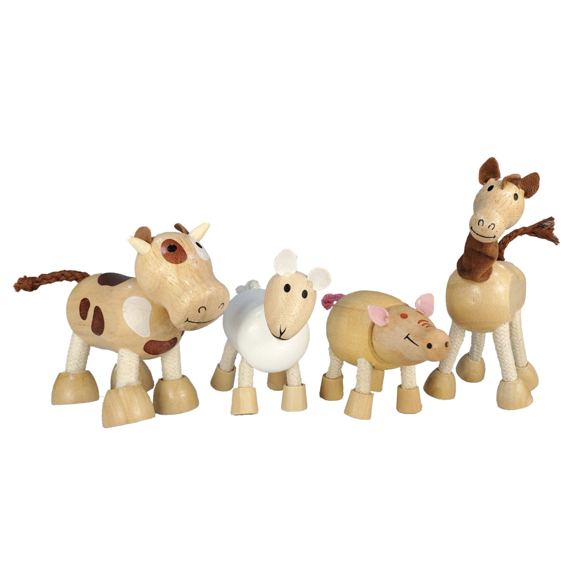 TEKOR Bendable Farm Wooden Animal Toys (Set of 4) Early Education