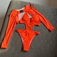thumbnail image 3 of AOMPMSDX Swimsuits n Swimwear Color Block Bathing Suits Summer Holiday Beach Wear Red M, 3 of 5