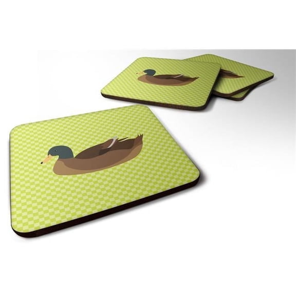 Khaki Campbell Duck Green Foam Coaster, Set of 4