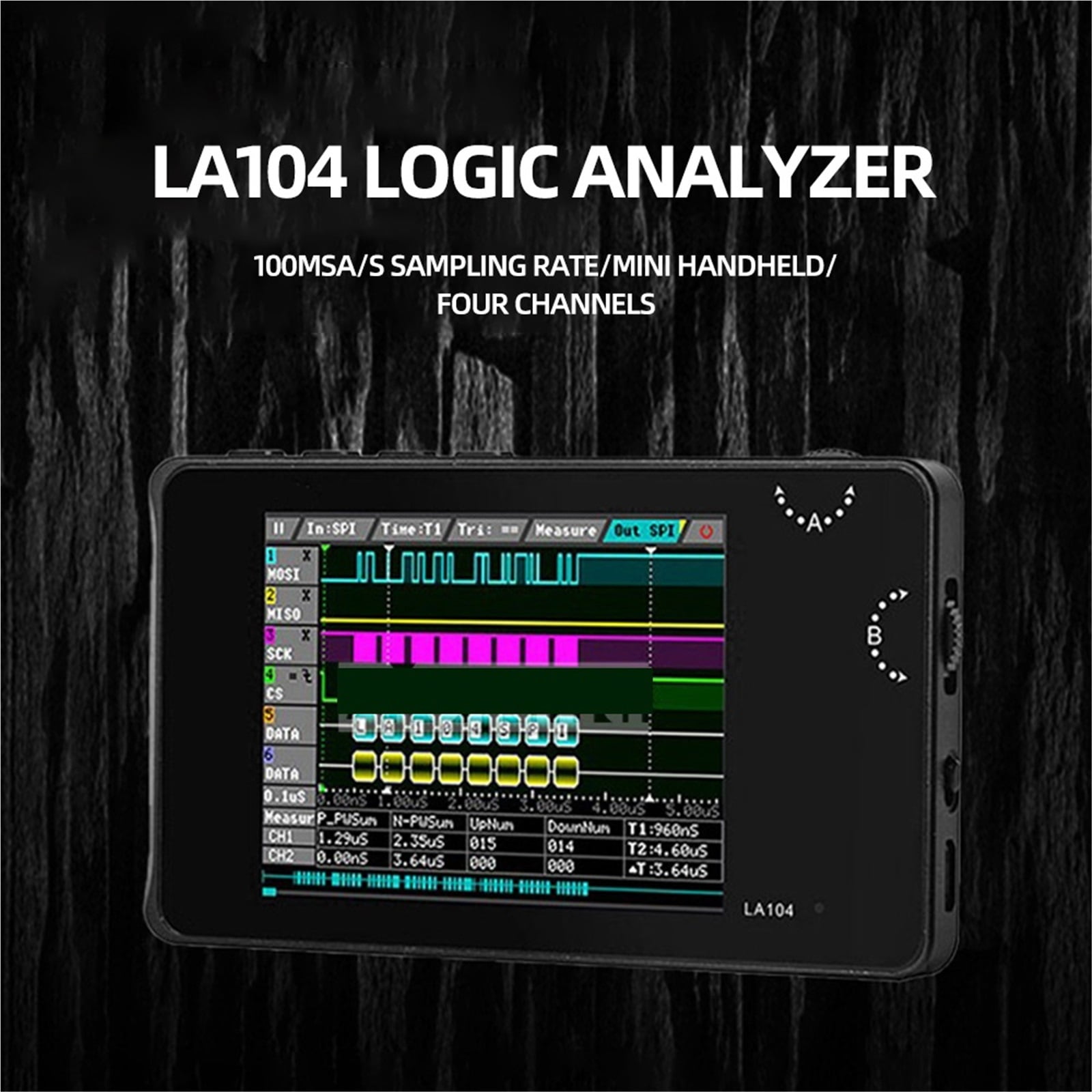DSO LA104 Digital Logic Analyzer Kit, 4 Channels Oscilloscope SPI I2C UART Programmable 100MHz Max Sampling Rate ,Heavy Duty Build
