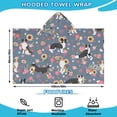thumbnail image 2 of Border Collie Dog and Flower Florals Hooded Bath Towel，60"x35" for Ages 3 To 12 Kids, Quick Dry Lightweight Soft Microfiber Hood Beach Towel Cover Up for Kids, 2 of 7