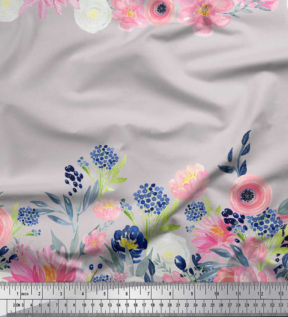 FW-329F Soimoi Fabric Stripe,Chrysanthemum & Rose Flower Print Craft Fabric BTY 