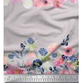 thumbnail image 1 of Soimoi Gray Japan Crepe Satin Fabric Ranunculus & Chrysanthemum Floral Printed Craft Fabric by the Yard 44 Inch Wide, 1 of 3