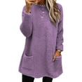thumbnail image 1 of LUXUR Women Fuzzy Fleece T Shirt Loose Work Tops Purple XL, 1 of 2