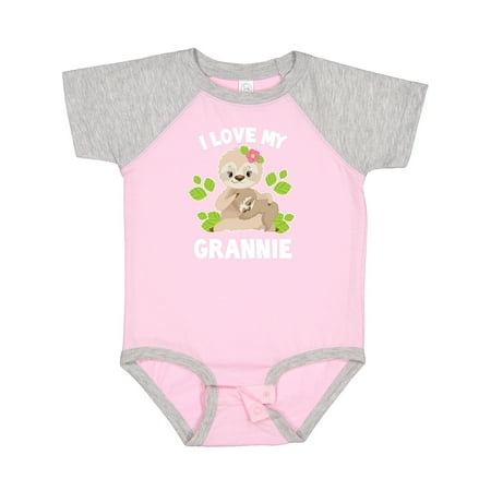 

Inktastic Cute Sloth I Love My Grannie with Green Leaves Gift Baby Boy or Baby Girl Bodysuit
