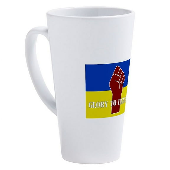 CafePress - Glory To Ukraine - 17 Oz White Ceramic Latte Mug