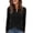 Black, variant on Women's Rib Knit Sweater Long Sleeve Keyhole Neck Solid Color Casual Office Work Top Soft Stretch Pullover for Spring Autumn Winter