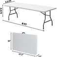 thumbnail image 4 of TBKLEY 8ft Portable Plastic Folding Tables for Home Garden Office Indoor Outdoor, White, 4 of 8