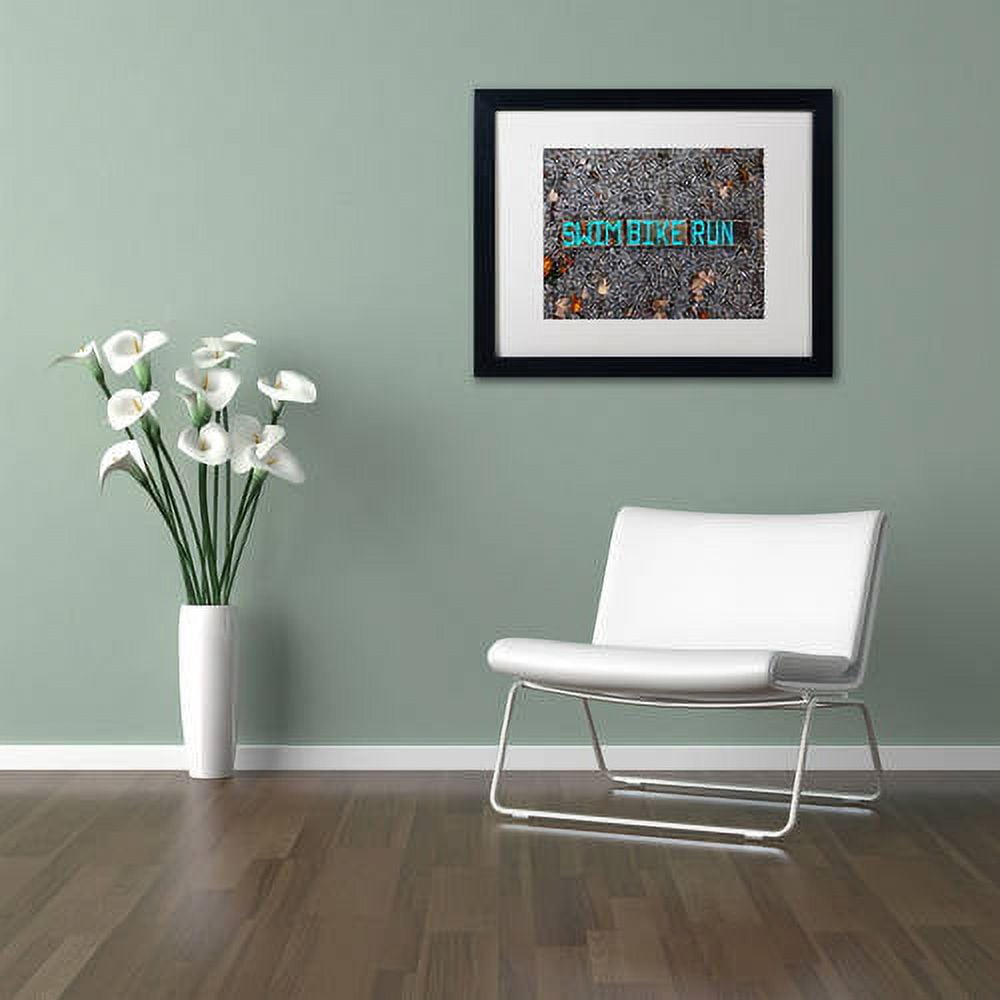Trademark Fine Art 'The Triathlete II' Canvas Art by Nicole Dietz, White Matte, Black Frame