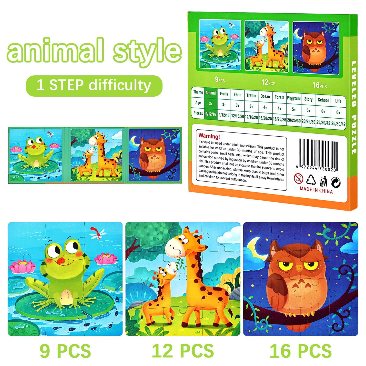 6 Types Children's Intelligent Magnetic Book Magnetic Puzzle Toys Character  Animal Traffic Educational Gift for Kids Boys Girls