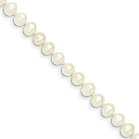 Roy Rose Jewelry 14K Yellow Gold 5-6mm Egg Freshwater Cultured Pearl White Necklace ~ length: 14 inches