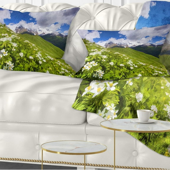 Designart 12" x 20" Blue Polyester Throw Pillow