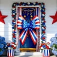 thumbnail image 6 of Patriotic American Flag Door Curtain Backdrop for 4th of July, Nylon Spandex Fabric Hanging Banner with Grommets and Rope, Independence Day Decorations for Front Door Wall Porch Photo Booth Party, 6 of 6