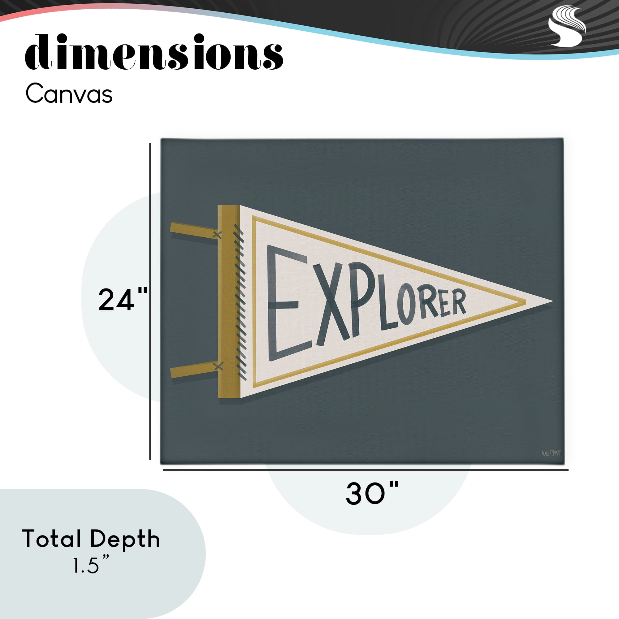Stupell Industries Explorer Retro Pennant Canvas Wall Art, design by House Fenway