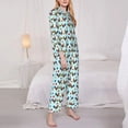 thumbnail image 3 of Honeii Roosters And Plants Print Women's Pajama Sets Long Sleeve Button Down Sleepwear Nightwear Soft Pjs Lounge Sets 2PCS-Small, 3 of 7