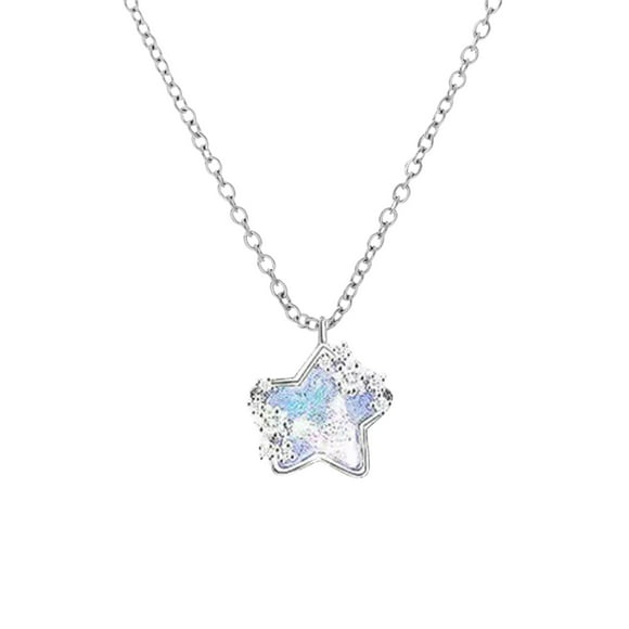 SIfdSeng Fashion Star Moon Cross Necklace 1Pc Diamond Necklace Woman Beating Dazzling Star Moon Shaped Pendant Small Diamond Pendant Woman Jewelry