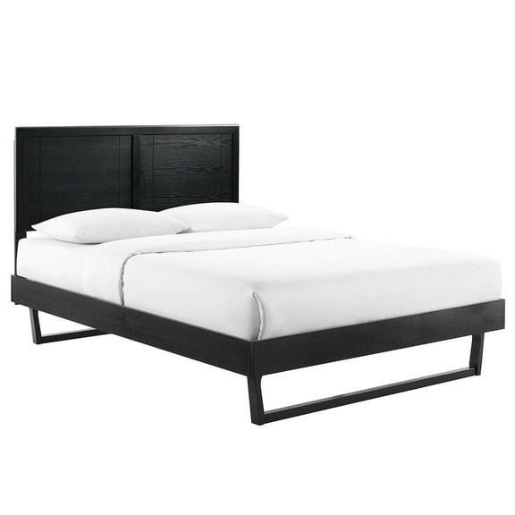 Modway Marlee Full Wood Platform Bed with Angular Frame in Black