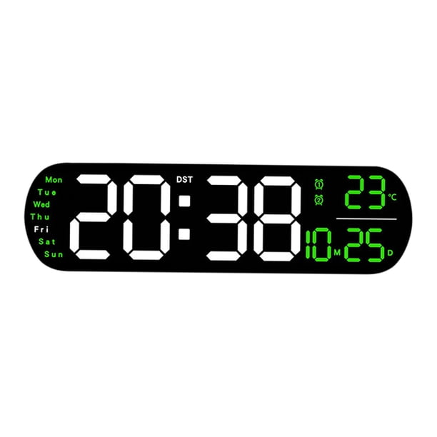 Reloj Despertador Digital con Luz Nocturna Colorida, Mando a Distancia Dst con Pantalla de Temperatura para Oficina, Mesita de Noche, Dormitorio, Verde