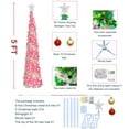thumbnail image 5 of Christmas Tree with Lights Tinsel Christmas Tree Decoration Artificial Christmas Tree 4.92FT Foldable Pencil Tinsel Christmas Tree With Ball & Light for Xmas Home Office Party Decor, 5 of 9